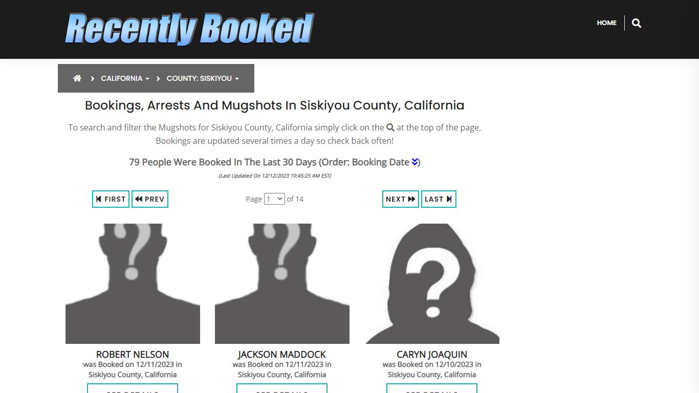 Bookings, Arrests and Mugshots in Siskiyou County, California